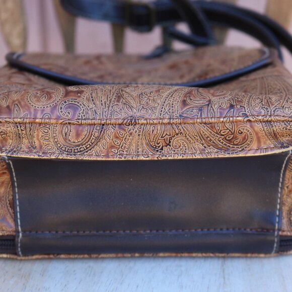 Vintage Relic by Paisley Fossil Crossbody Bag Western Faux Leather - Picture 11 of 16